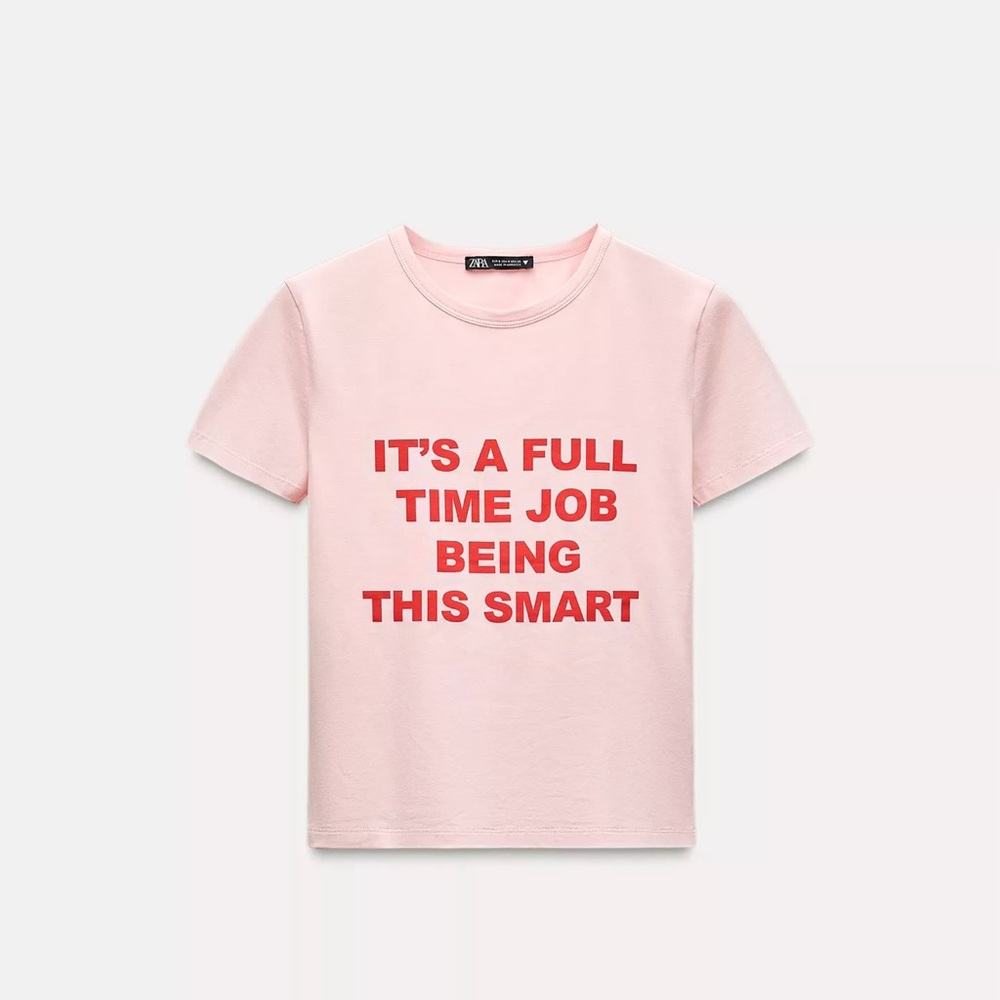 Zara Pink and Red Short Sleeve Tee